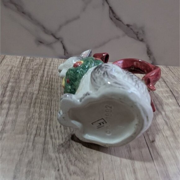 VINTAGE FITZ & FLOYD Cat Christmasy  creamer 1992 Super Cute 4.5" - Picture 7 of 10